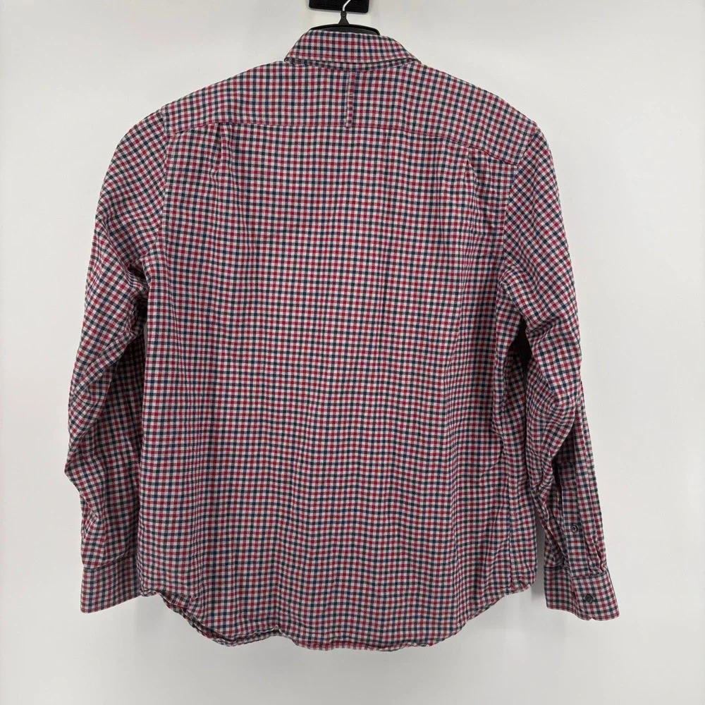 Banana Republic Mens XL Crimson Red Gingham Twill Button Down Shirt 235740-01